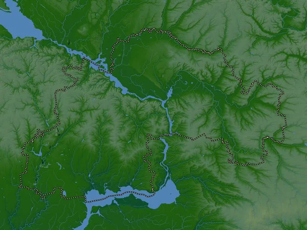 Dnipropetrovs Ukrayna Bölgesi Gölleri Nehirleri Olan Renkli Yükseklik Haritası — Stok fotoğraf