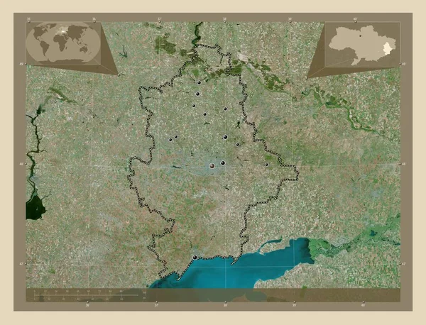 Donets Oblast Ukrajiny Satelitní Mapa Vysokým Rozlišením Umístění Velkých Měst — Stock fotografie