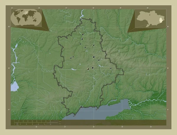 Donet Région Ukraine Carte Altitude Colorée Dans Style Wiki Avec — Photo