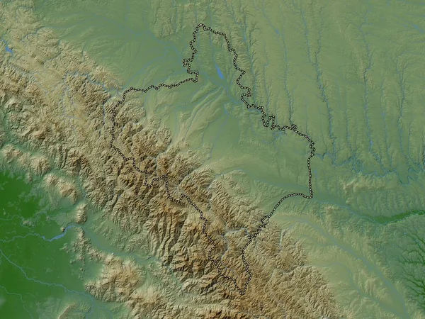 Ivano Frankivs Région Ukraine Carte Altitude Colorée Avec Lacs Rivières — Photo