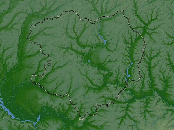 Charków Obwód Ukraiński Kolorowa Mapa Wzniesień Jeziorami Rzekami — Zdjęcie stockowe