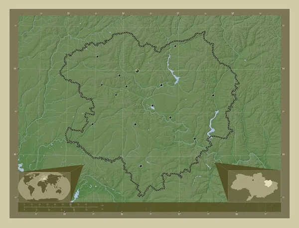 Χάρκοβο Περιοχή Της Ουκρανίας Υψόμετρο Χάρτη Χρωματισμένο Στυλ Wiki Λίμνες — Φωτογραφία Αρχείου