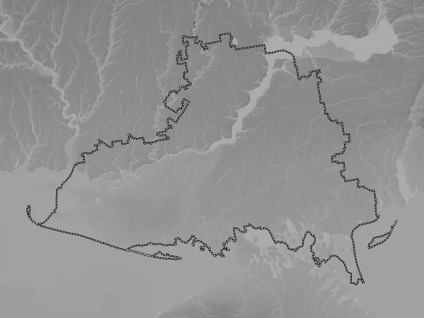 ヘルソン ウクライナの地域 湖や川とグレースケール標高マップ — ストック写真