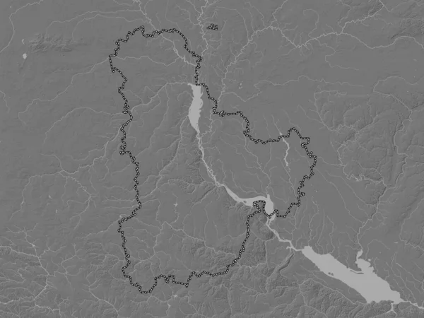 Kiev Region Ukraine Bilevel Elevation Map Lakes Rivers — Stock Photo, Image