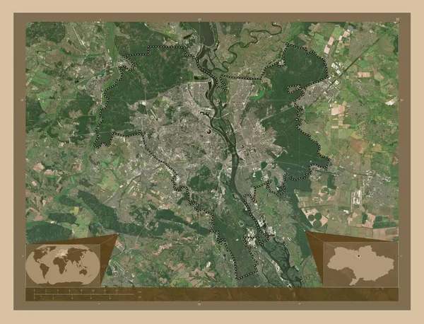 Miasto Kijów Niezależne Miasto Ukrainy Niska Rozdzielczość Satelity Pomocnicze Mapy — Zdjęcie stockowe