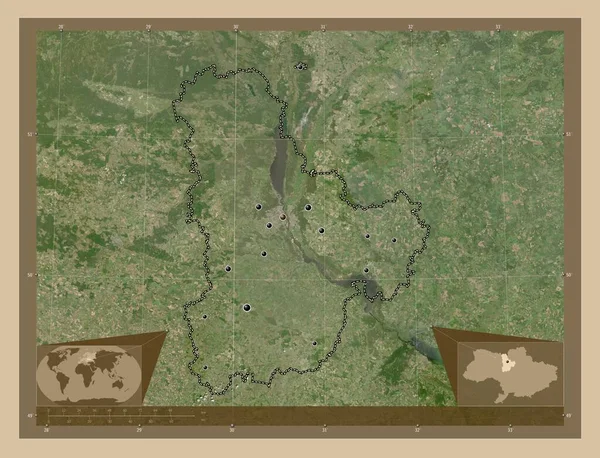 Κίεβο Περιοχή Της Ουκρανίας Δορυφορικός Χάρτης Χαμηλής Ανάλυσης Τοποθεσίες Μεγάλων — Φωτογραφία Αρχείου