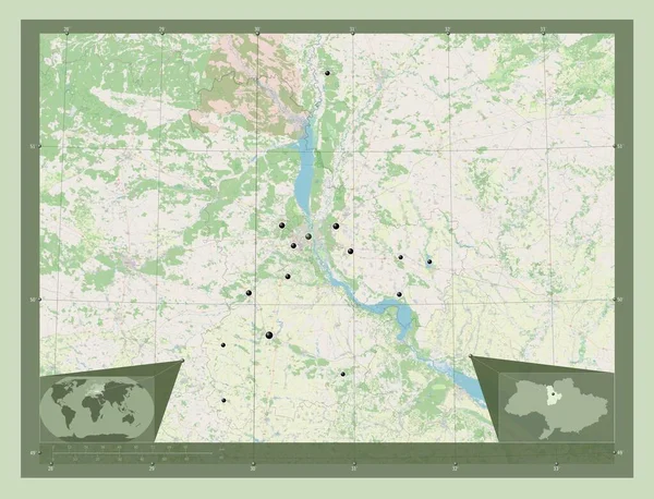 Kiev Region Ukraine Open Street Map Locations Major Cities Region — Stock Photo, Image