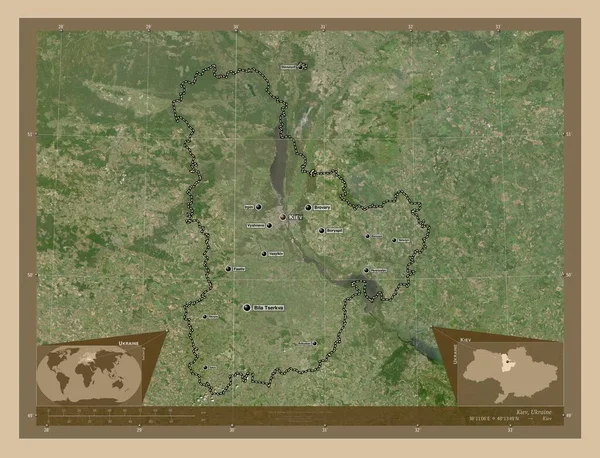 Κίεβο Περιοχή Της Ουκρανίας Δορυφορικός Χάρτης Χαμηλής Ανάλυσης Τοποθεσίες Και — Φωτογραφία Αρχείου