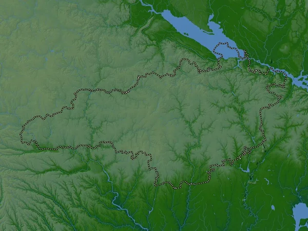 Kirovohrad Ukrayna Bölgesi Gölleri Nehirleri Olan Renkli Yükseklik Haritası — Stok fotoğraf