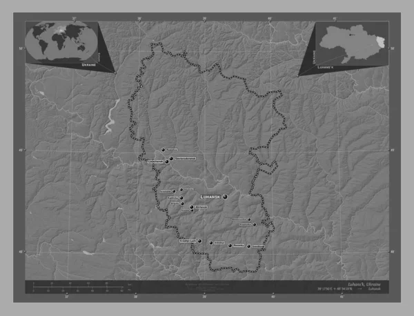 Luhans Region Der Ukraine Karte Mit Seen Und Flüssen Auf — Stockfoto