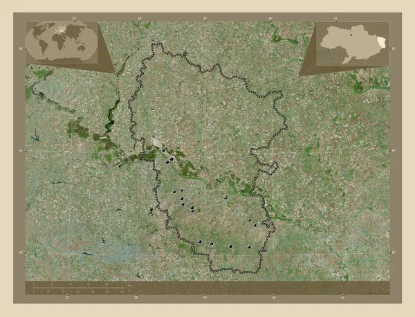 Luhanszk Ukrajna Régiója Nagy Felbontású Műholdas Térkép Régió Nagyvárosainak Elhelyezkedése — Stock Fotó