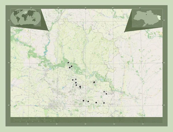 Luhans Región Ucrania Open Street Map Ubicaciones Las Principales Ciudades —  Fotos de Stock