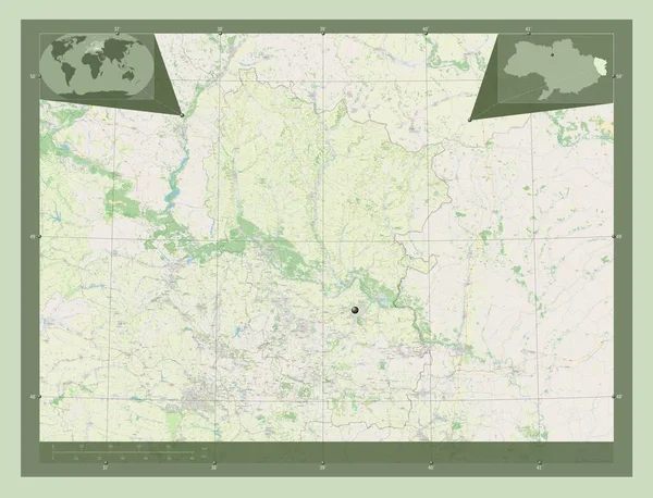 Луганск Область Украины Карта Улиц Вспомогательные Карты Расположения Углов — стоковое фото