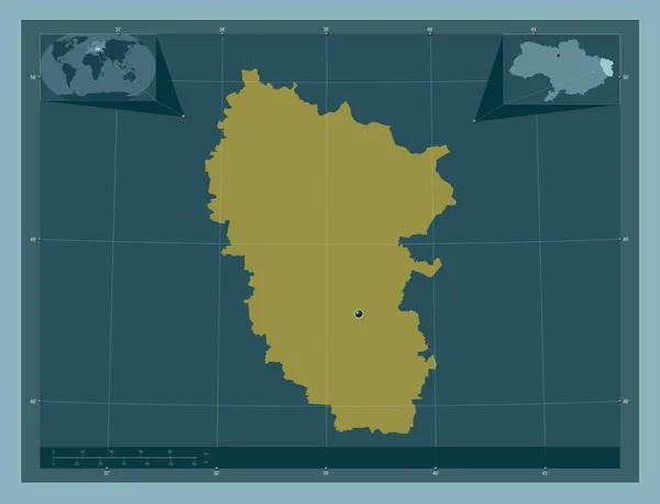 Luhans Region Ukrainy Solidny Kształt Koloru Pomocnicze Mapy Położenia Narożnika — Zdjęcie stockowe