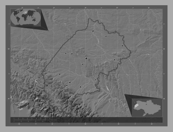 Viv Región Ucrania Mapa Elevación Bilevel Con Lagos Ríos Ubicaciones —  Fotos de Stock