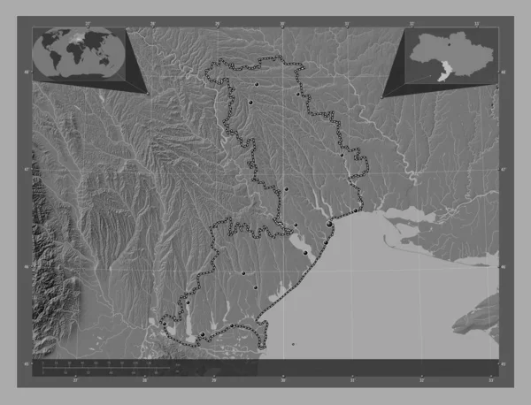 Odessa Regionen Ukraina Bilevel Höjd Karta Med Sjöar Och Floder — Stockfoto