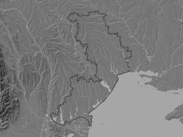 Odessa, Ukrayna bölgesi. Gölleri ve nehirleri olan çift seviyeli yükseklik haritası