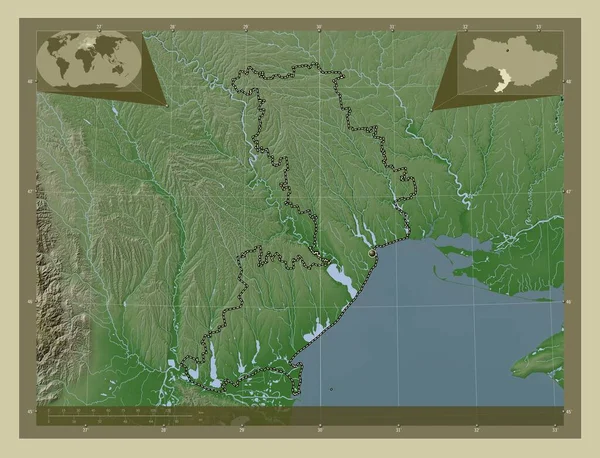 Οδησσός Περιοχή Της Ουκρανίας Υψόμετρο Χάρτη Χρωματισμένο Στυλ Wiki Λίμνες — Φωτογραφία Αρχείου