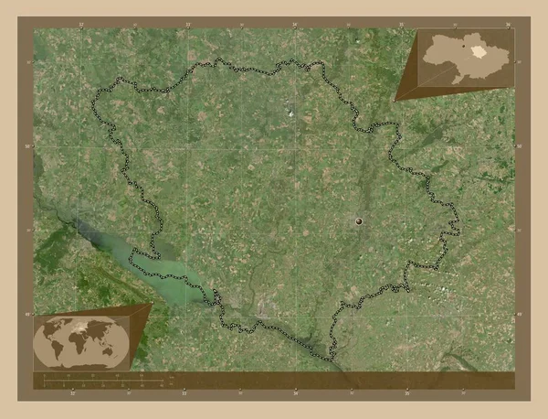 Poltava Regionen Ukraina Lågupplöst Satellitkarta Hjälpkartor För Hörnen — Stockfoto
