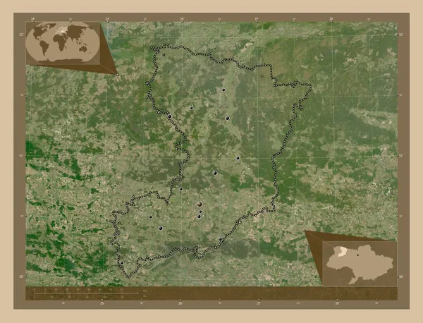 Rivne Região Ucrânia Mapa Satélite Baixa Resolução Locais Das Principais — Fotografia de Stock