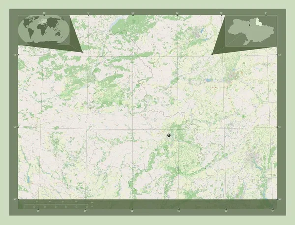 Сумы Область Украины Карта Улиц Вспомогательные Карты Расположения Углов — стоковое фото
