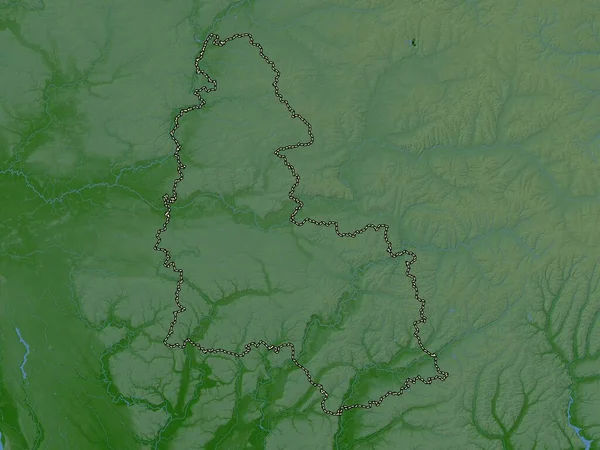 Сумы Область Украины Цветная Карта Высот Озерами Реками — стоковое фото