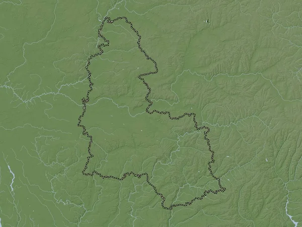 Sumy Ukrayna Bölgesi Yükseklik Haritası Göller Nehirlerle Wiki Stilinde Renklendirilmiştir — Stok fotoğraf