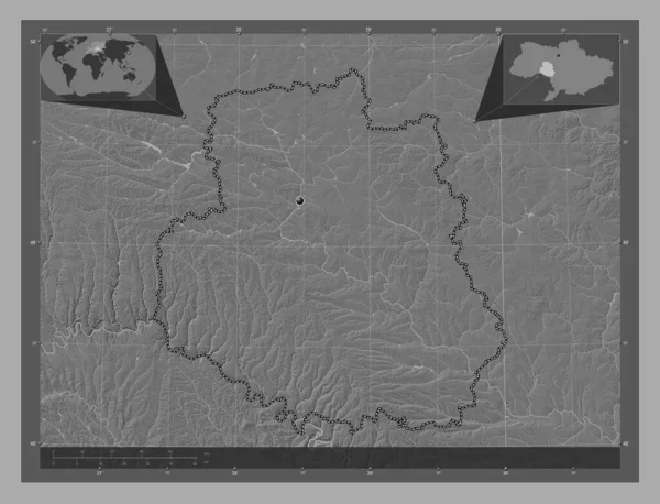 Winnica Obwód Ukraiński Dwupoziomowa Mapa Jeziorami Rzekami Pomocnicze Mapy Położenia — Zdjęcie stockowe
