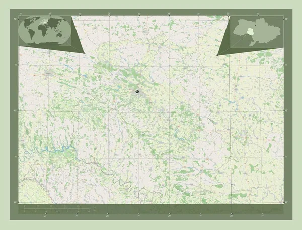 Винница Область Украины Карта Улиц Вспомогательные Карты Расположения Углов — стоковое фото