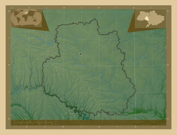 Винница Область Украины Цветная Карта Высоты Озерами Реками Вспомогательные Карты — стоковое фото