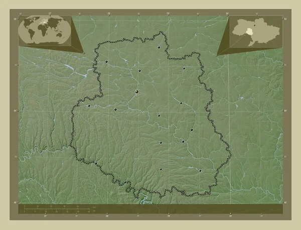 Vinnytsya Region Ukrajiny Zdvihová Mapa Zbarvená Stylu Wiki Jezery Řekami — Stock fotografie