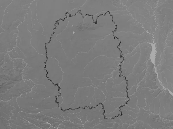 Zhytomyr Region Der Ukraine Graustufen Höhenkarte Mit Seen Und Flüssen — Stockfoto