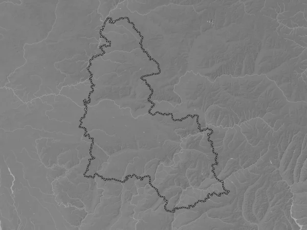 Sumy Region Ukraine Grayscale Elevation Map Lakes Rivers — Stock Photo, Image