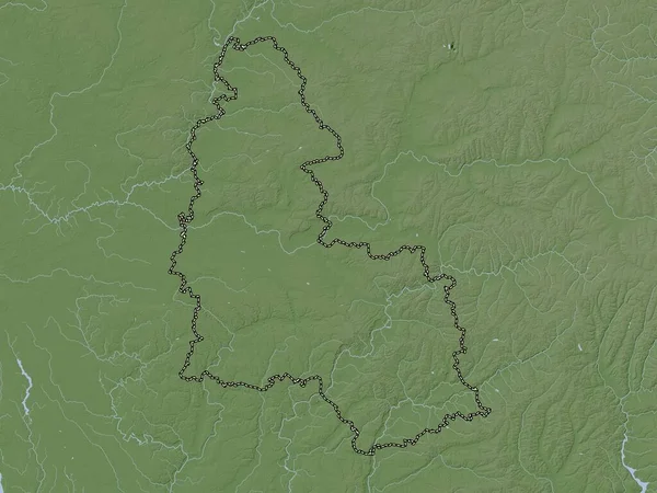 Sumy Ukrayna Bölgesi Yükseklik Haritası Göller Nehirlerle Wiki Stilinde Renklendirilmiştir — Stok fotoğraf