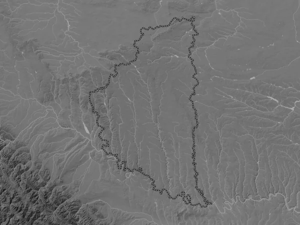 Ternopil Region Ukraine Grayscale Elevation Map Lakes Rivers — Stock Photo, Image