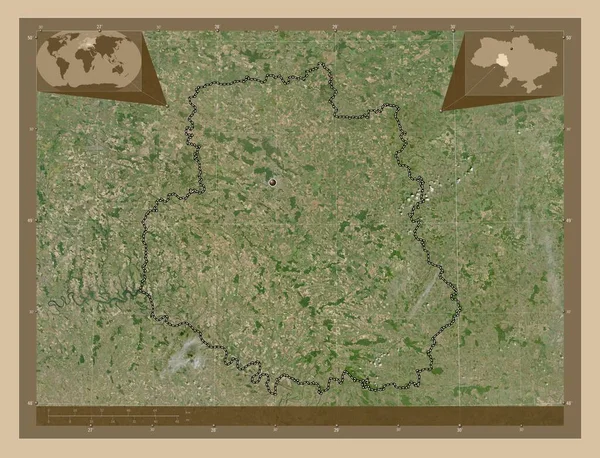 Vinnytsya Regionen Ukraina Lågupplöst Satellitkarta Hjälpkartor För Hörnen — Stockfoto