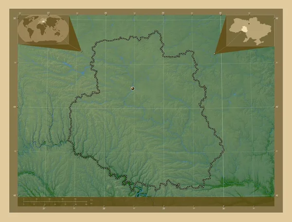 Vinnytsya Regionen Ukraina Färgade Höjd Karta Med Sjöar Och Floder — Stockfoto