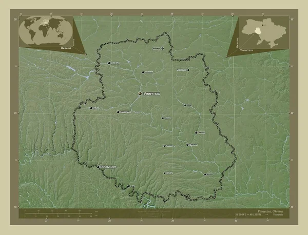 Винница Область Украины Карта Высоты Окрашенная Вики Стиле Озерами Реками — стоковое фото