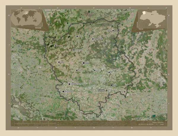 Volyn Regione Dell Ucraina Mappa Satellitare Alta Risoluzione Località Nomi — Foto Stock