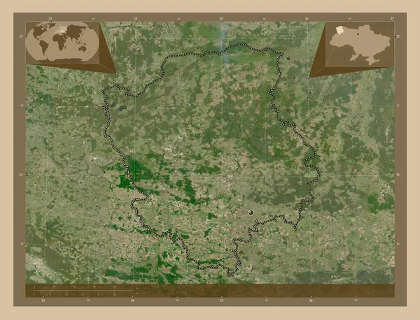 Volyn Regionen Ukraina Lågupplöst Satellitkarta Hjälpkartor För Hörnen — Stockfoto
