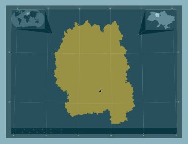 Zhytomyr, Ukrayna bölgesi. Katı renk şekli. Köşedeki yedek konum haritaları