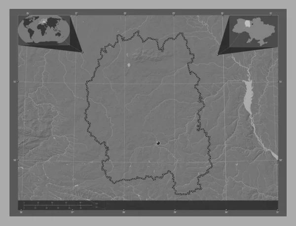 Zhytomyr Região Ucrânia Bilevel Mapa Elevação Com Lagos Rios Mapa — Fotografia de Stock