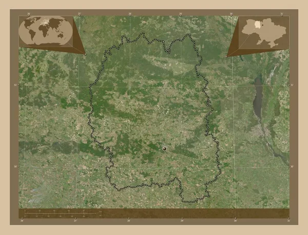 Zhytomyr Region Der Ukraine Satellitenkarte Mit Niedriger Auflösung Eck Zusatzstandortkarten — Stockfoto