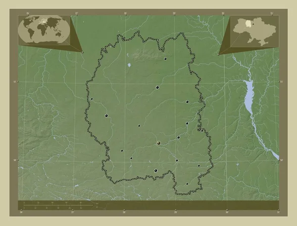 Житомир Область Украины Карта Высоты Окрашенная Вики Стиле Озерами Реками — стоковое фото