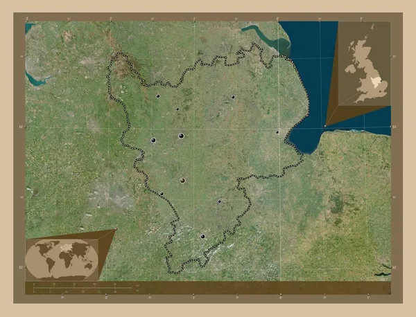East Midlands Region Zjednoczonego Królestwa Niska Rozdzielczość Satelity Lokalizacje Dużych — Zdjęcie stockowe