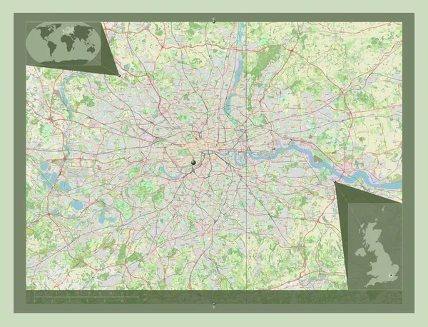 Londra Regione Del Regno Unito Mappa Stradale Aperta Mappa Della — Foto Stock