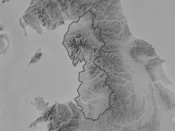 Észak Nyugat Egyesült Királyság Régiója Szürkeárnyas Domborzati Térkép Tavakkal Folyókkal — Stock Fotó