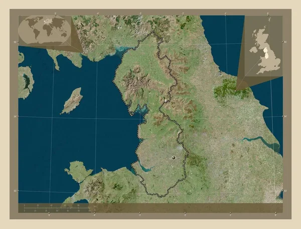 North West Region United Kingdom High Resolution Satellite Map Corner — Stock Photo, Image