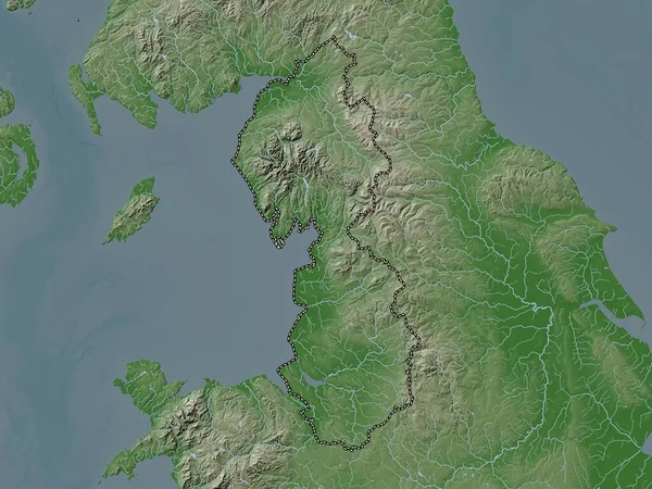 Noroeste Región Del Reino Unido Mapa Elevación Coloreado Estilo Wiki — Foto de Stock