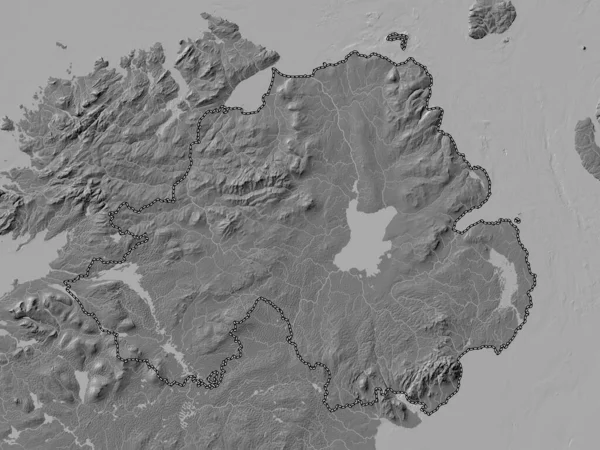 Severní Irsko Region Spojeného Království Bilevel Elevační Mapa Jezery Řekami — Stock fotografie